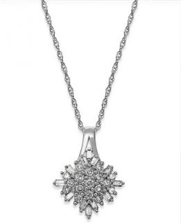 Diamond Cluster Pendant Necklace in Sterling Silver (1/2 ct. t.w
