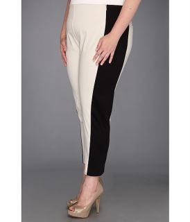 dknyc plus size skinny cropped flat front pant w contrast side panel stone black