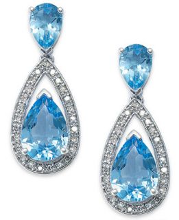 Sterling Silver Earrings, Blue Topaz (6 1/2 ct. t.w.) and Diamond (1/5
