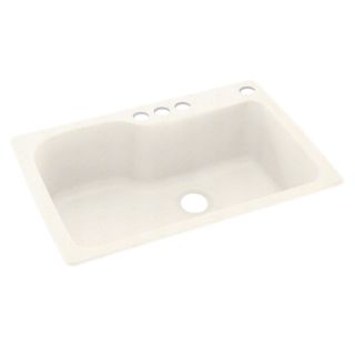 Swanstone 33 in x 22 in Baby's Breath Single Basin Composite Drop In 4 Hole Residential Kitchen Sink