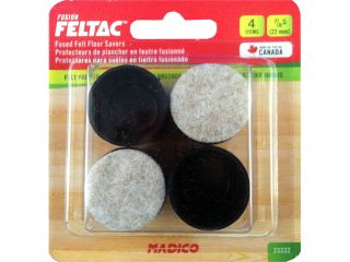 Madico 7/8" Black Fused Felt Plastic Leg Tips Floor Savers