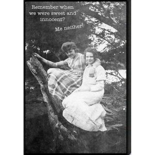Artistic Reflections Just Sayin' 'Remember When We Were Sweet and Innocent? Me Neither!' by Tonya Photographic Print Plaque in Black and White