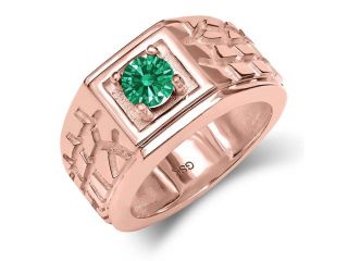0.46 Ct Green 14K Rose Gold Ring Made With Swarovski Zirconia