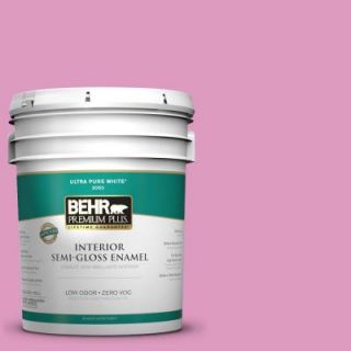 BEHR Premium Plus 5 gal. #690B 4 Pink Begonia Zero VOC Semi Gloss Enamel Interior Paint 340005
