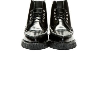 Underground Black Buffed Leather Spike Ankle Boots