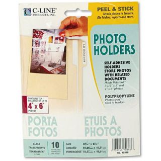 C Line Peel and Stick Photo Holders for 3" x 5" and 4" x 6" Photos, 4 3/8" x 6 1/2", Clear, 10/pack