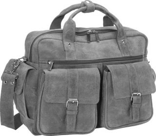 David King Leather 6110 Double Pocket Briefcase   Grey