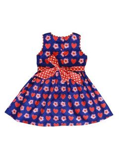 Toby Tiger Girl`s party dress in heart flower Blue