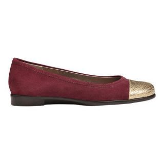 Womens Aerosoles Bechnicolor Flat Wine Suede/Gold Snake Fabric