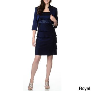Richards Womens Lurex Beaded Embellishment Dress and Jacket Set