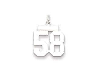 The Athletic Small Polished Number 58 Pendant in Sterling Silver