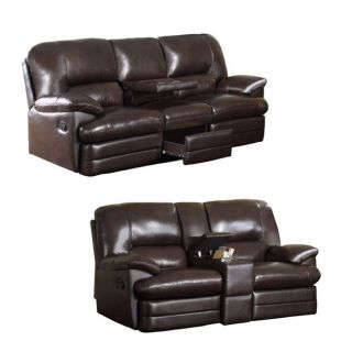 Coney Coffee Italian Leather Reclining Sofa and Loveseat   13278886