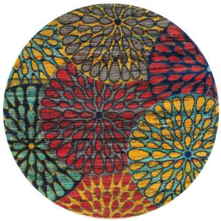 Flatweave Maria Light Blue/ Multi Round Rug (30 x 30)