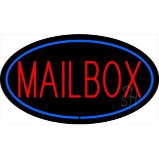 Sign Store N100 1880 Mailbox Oval Blue Neon Sign, 30 x 17 x 3 inch