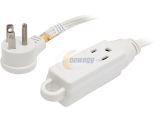 Open Box: Coboc Model PW 16SL515P3R 6 WH 6ft  16AWG Slender Flat Plug Grounded 3 prong  to 3 Outlet  Wall Hugger Household  Extension Cord (NEMA 5 15P /3 x 5 15R),White