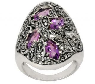Suspicion Sterling Marcasite and Amethyst Ring —