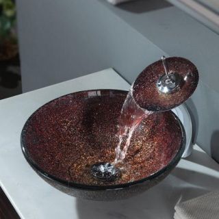 Kraus Callisto Glass Vessel Sink and Waterfall Faucet