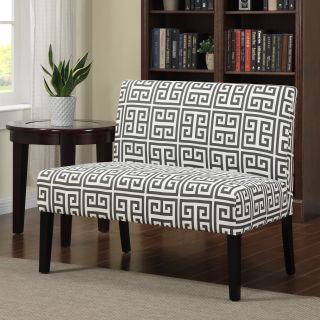 Portfolio Niles Smoky Charcoal Gray Greek Key Armless Settee