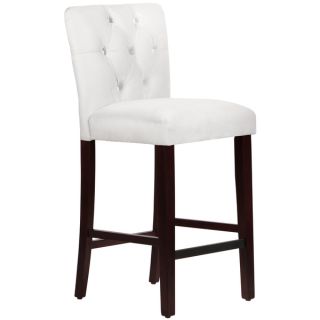 Made to Order Nail Button Arched Barstool in Velvet White