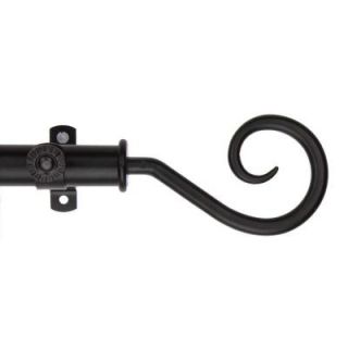 Rod Desyne 48 in.   84 in. Telescoping Curtain Rod in Black with Curl Finial 4820 482