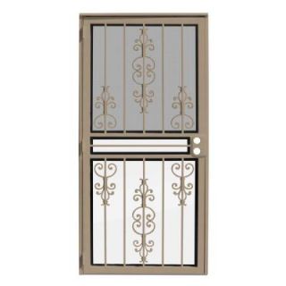 Unique Home Designs 28 in. x 80 in. Estate Tan Recessed Mount All Season Security Door with Insect Screen and Glass Inserts 1U0310NN0DSGLA