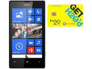 Nokia Lumia 520 RM 915 Black 8GB Windows 8 OS Phone + H2O $50 SIM Card
