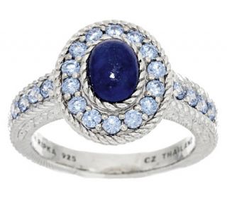 Judith Ripka Oval Cabochon Gemstone & Pave Diamonique Ring —