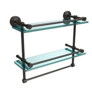 Allied Brass 16 in. W Gallery Double Glass Shelf with Towel Bar in Oil Rubbed Bronze WP 2TB/16 GAL ORB