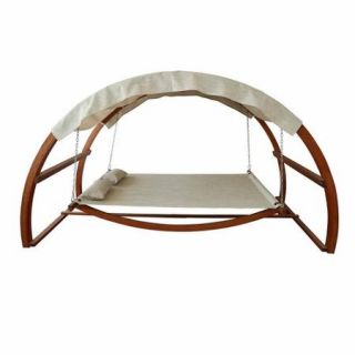Leisure Season Swing Bed with Canopy, Medium Brown