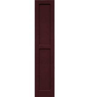 Winworks Wood Composite 12 in. x 59 in. Contemporary Flat Panel Shutters Pair #657 Polished Mahogany 61259657