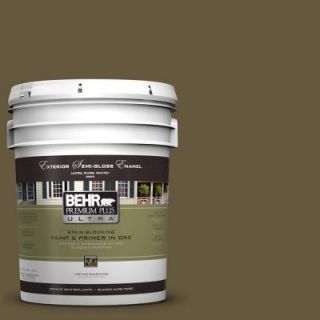 BEHR Premium Plus Ultra 5 gal. #PPU7 1 Moss Stone Semi Gloss Enamel Exterior Paint 585305