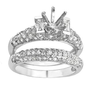 JAFFE 18k White Gold 2/5ct TDW Diamond Semi Mount Engagement Ring