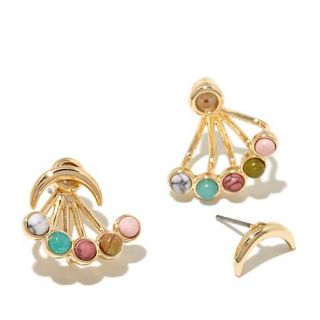 Danielle Nicole Multicolor Stone Goldtone Front to Back Ray Earrings   8030199