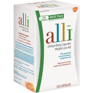 alli FDA Approved Weight Loss Aid Orlistat Capsules, 60mg, 120 Count