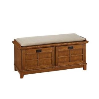 Home Styles Arts & Crafts Upholstered Bench in Cottage Oak 5180 26