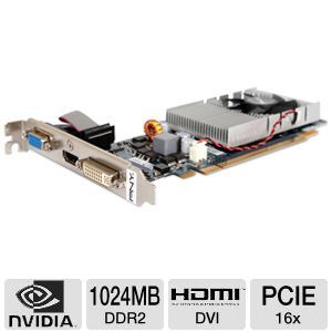 PNY VCGGT2201XPB GeForce GT 220 Video Card   1024MB DDR2, PCI Express 2.0, DVI, HDMI, VGA; Includes Bonus Movie Download with Purchase