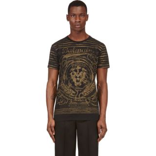 Balmain Black Lion & Laurel T Shirt