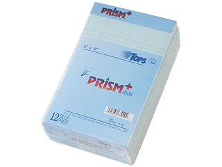 Tops 63020 Prism Plus Colored Jr. Legal Pads, 5 x 8, Blue, 50 Sheet Pads, 12/Pack