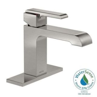 Delta Ara Single Hole 1 Handle Bathroom Faucet in Stainless with Less Pop Up 567LF SSLPU