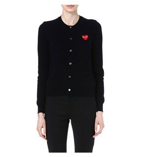 PLAY   Embroidered heart wool cardigan