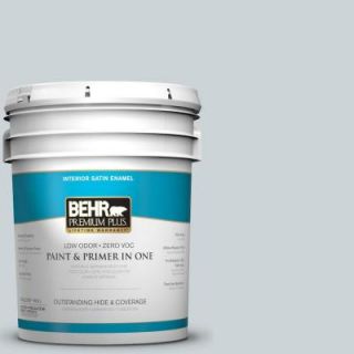 BEHR Premium Plus 5 gal. #N470 1 Ash Blue Satin Enamel Interior Paint 705005