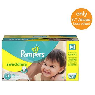 Pampers Swaddlers Size 5 Diapers Economy Plus Pack   124 Count   ($0.37/Ea.)    Procter & Gamble