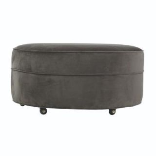 Home Decorators Collection Riemann Round Polyester 1 Piece Ottoman in Microsuede Smoke 2301400200