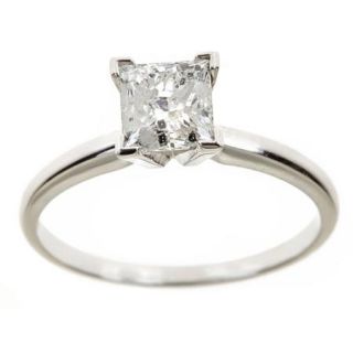 1.75 Carat T.W. Princess White Diamond 14kt White Gold Solitaire Ring, IGL certified