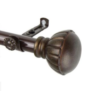 Rod Desyne 120 in.   170 in. Telescoping Curtain Rod Kit in Cocoa with Magnolia Finial 4805 997