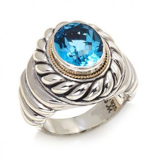 Bali Designs by Robert Manse 4.29ct Swiss Blue Topaz 2 Tone Sterling Silver Ring   7919909