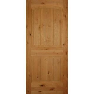 Builder's Choice 28 in. x 80 in. 2 Panel Arch Top V Grooved Solid Core Knotty Alder Interior Door Slab HD1628S24