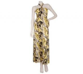 I.f. by It Figures! Long Printed Maxi Halter Cover up Dress —