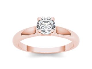 De Couer 14k Rose Gold 1ct TDW Diamond Solitaire Engagement Ring (H I, I2)