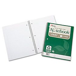 SKILCRAFT 100percent Recycled Perforated Spiral Notebooks 8 12 x 11  1 Subject College Ruled 80 Sheets Green Pack Of 3 AbilityOne 7530 01 600 2028